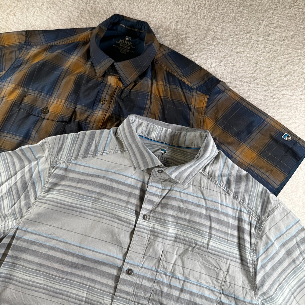 Kuhl Button Down Shirts Mens Medium Multicolor 2 Pack Excellent Plaid Striped